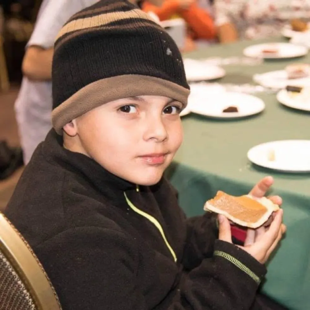 Child enjoying dessert